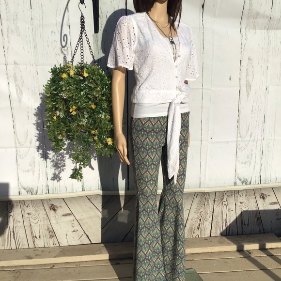 BOHO RETRO BELL BOTTOM LEG PANTS - Picture 8 of 10